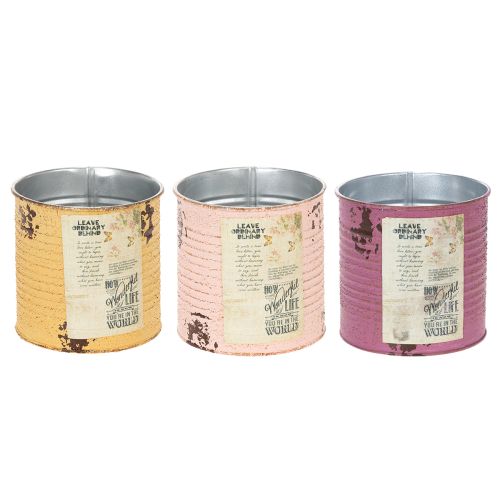 Artikel Vintage-look urtepotte/dåse med bogstaver til indendørs dekoration, 11 cm, 3 stk.