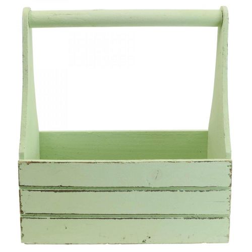 Floristik24 Vintage blomsterkasse træ plantekasse grøn 28×14×31cm