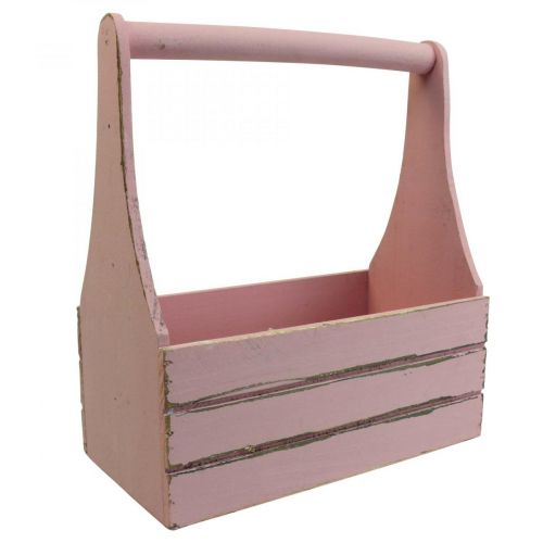 Vintage blomsterkasse træ plantekasse pink 28×14×31cm