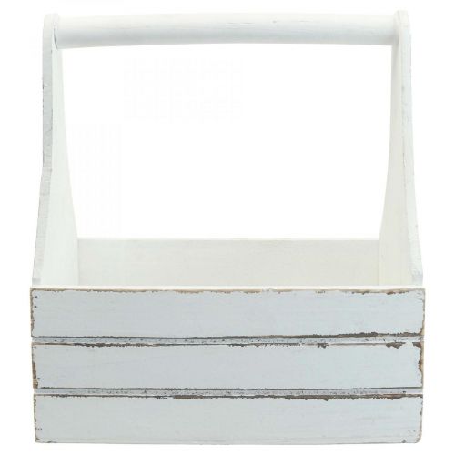 Floristik24 Vintage blomsterkasse træ plantekasse hvid 28×14×31cm