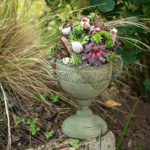 Floristik24 Vintage kop plantekasse Metal rustik bæger med håndtag H26cm Ø19cm