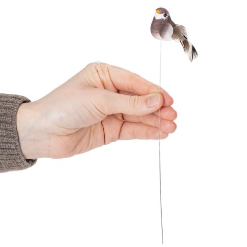 Artikel Dekorative fugle, kunstig boligindretning, forårsfest, med farverig fjerdragt lavet af ægte fjer, 5 cm, 18 stk.