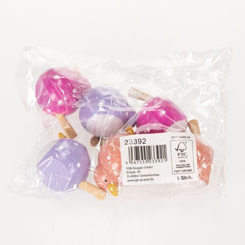 Artikel Dekorativ fuglefigur, sødt og farverigt design til stuen, 6 cm, 6 stk.