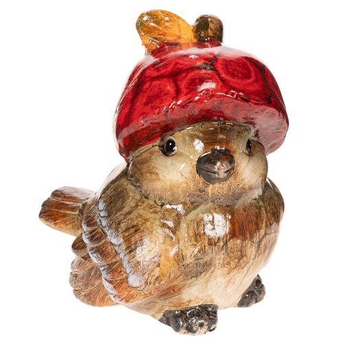 Dekorativ fuglefigur med rød æblehat, efterårsdekoration, 13 cm købe | Floristik24.dk
