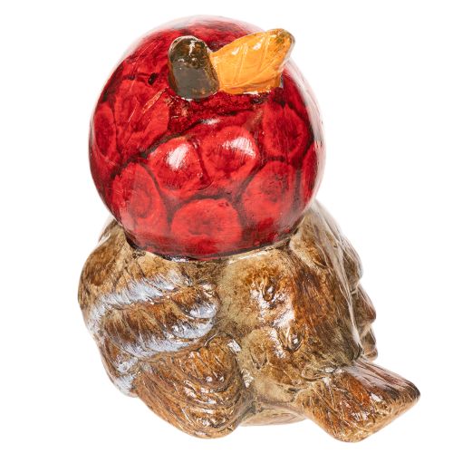 Dekorativ fuglefigur med rød æblehat, efterårsdekoration, 13 cm | Floristik24.dk