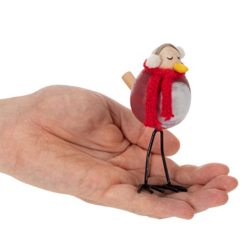 Dekorativ fuglefigur med tørklæde, vinterdekoration, 11 cm, 4 stk. | Floristik24.dk