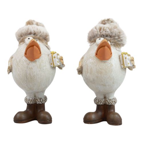 Artikel Julefigurer fugl med hat beige 11,5x8x14cm 2stk
