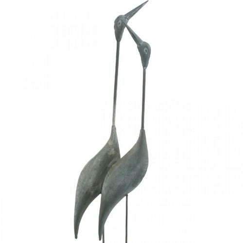 Floristik24 Fuglepar, metaldekoration, vandfugle Sølv, vasket hvid H74cm