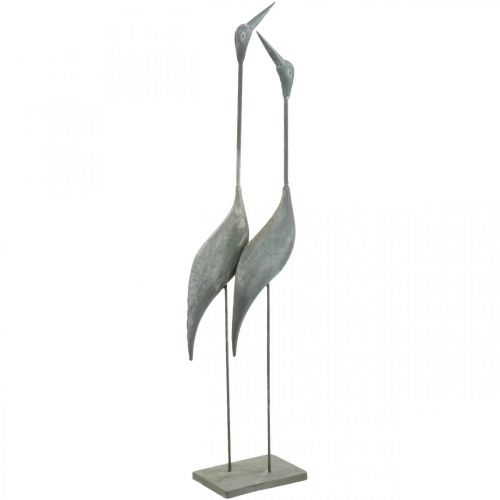 Floristik24 Fuglepar, metaldekoration, vandfugle Sølv, vasket hvid H74cm