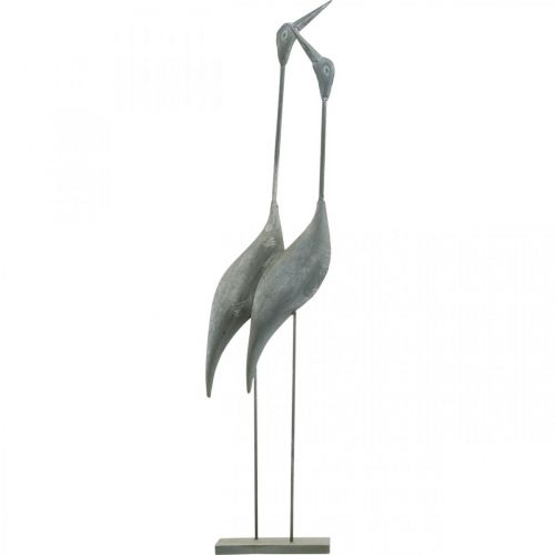 Floristik24 Fuglepar, metaldekoration, vandfugle Sølv, vasket hvid H74cm