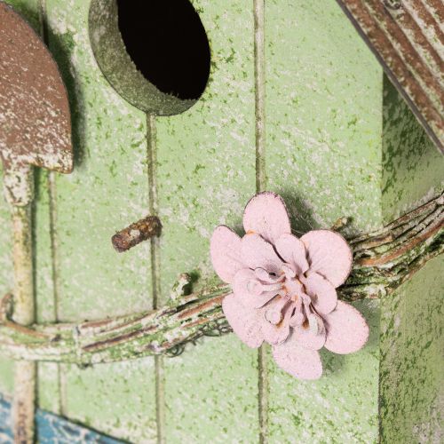 Artikel Fuglehus med blomsterdekoration, romantisk landstedsdekoration, 19 cm