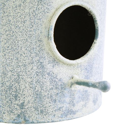 Artikel Fuglehus til ophæng af metal i hvid blå Ø15cm H21cm