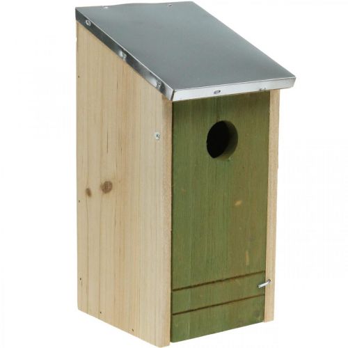 Redekasse til ophængning, redehjælp til småfugle, fuglehus, havedekoration natur, grøn H26cm Ø3,2cm