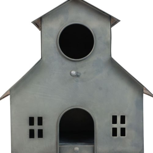 Artikel Fuglehus til ophæng af metalgrå 2-etagers 24x15x26cm