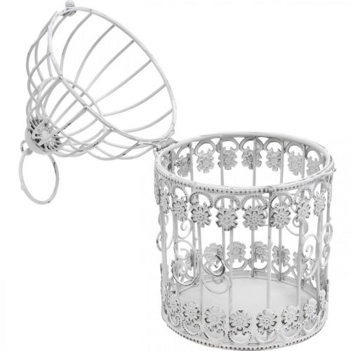 Floristik24 Deco voliere shabby hvid fuglebur metal dekoration Ø10cm H17cm