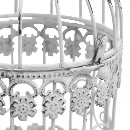 Floristik24 Deco voliere shabby hvid fuglebur metal dekoration Ø10cm H17cm