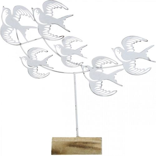 Floristik24 Svaler, bordpynt, fuglepynt til at placere Hvide, naturlige farver Shabby Chic H33,5cm B32,5cm
