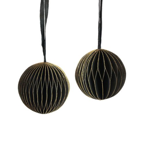 Honeycomb kugler Jule honeycomb kugler sort guld Ø7cm 4stk