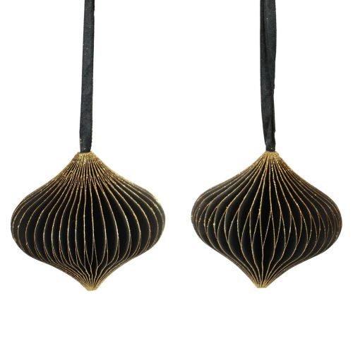 Honeycomb Kugler Honeycomb Kugler Løg Sort Guld Ø8cm 4stk