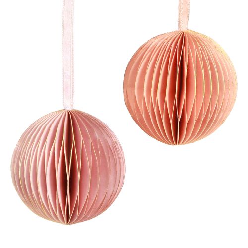 Artikel Honeycomb kugle julepynt abrikos pink Ø7cm 4 stk
