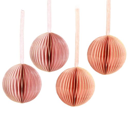 Artikel Honeycomb kugle julepynt abrikos pink Ø7cm 4 stk