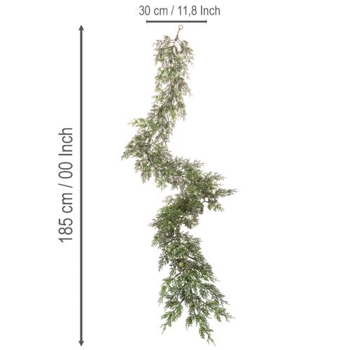 Kunstig enebærguirlande, juledekoration til bord eller vindue, 185 cm | Floristik24.dk