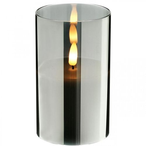 Floristik24 Festligt LED-lys i sølvglas, ægte voks, varm hvid, timer, batteridrevet Ø7,3cm H12,5cm