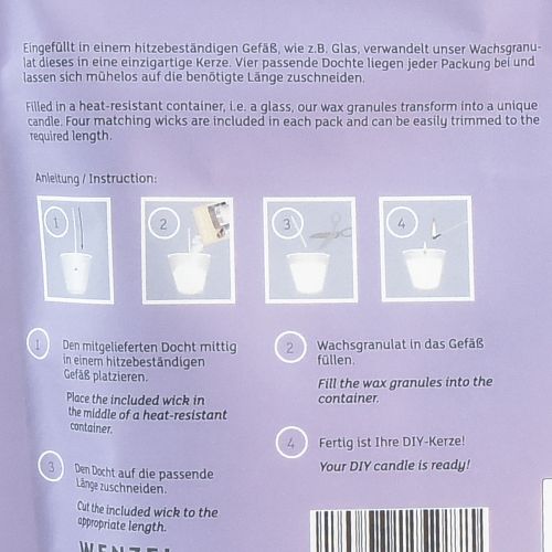 Floristik24 Candle sand voks granulat med væge duftende lavendel 400g