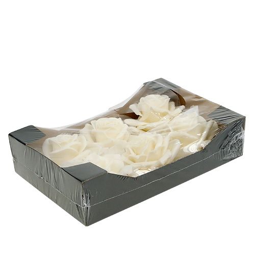 Floristik24 Voksrosa Ø10cm creme 6stk