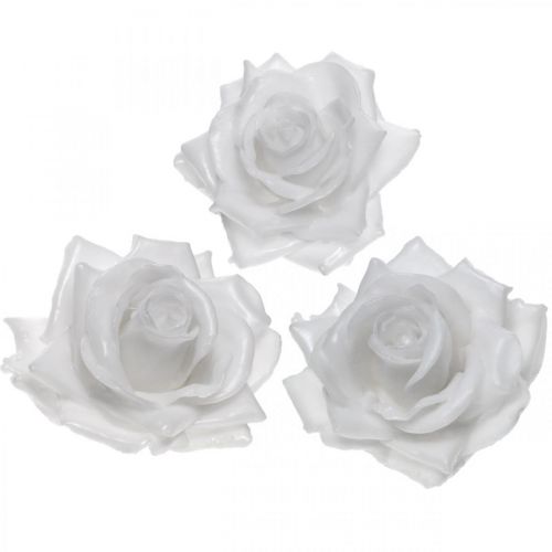 Artikel Voks rose hvid Ø10cm Vokset kunstig blomst 6stk