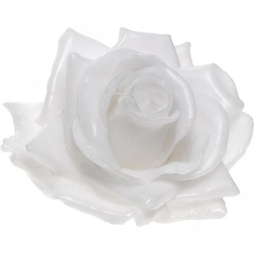 Floristik24 Voks rose hvid Ø10cm Vokset kunstig blomst 6stk