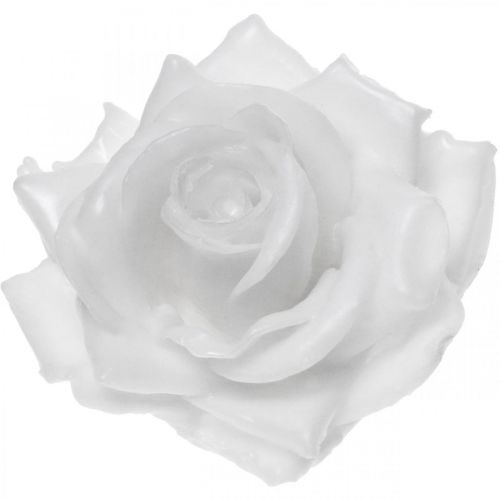 Artikel Voks rose hvid Ø10cm Vokset kunstig blomst 6stk