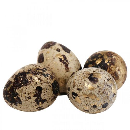 Floristik24 Vagtelæg Deco Blown Eggs Natur/Guld 3cm 12stk