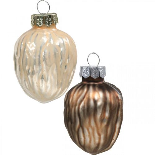 Artikel Juletræspynt valnød deco vedhæng glas 4,5cm 6stk
