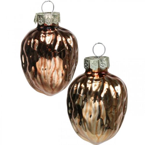 Artikel Juletræspynt valnød deco vedhæng glas 4,5cm 6stk