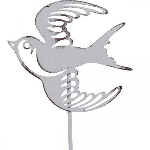 Artikel Svaledekoration, vægdekoration af metal, fugle til at hænge hvide, sølv shabby chic H47,5 cm