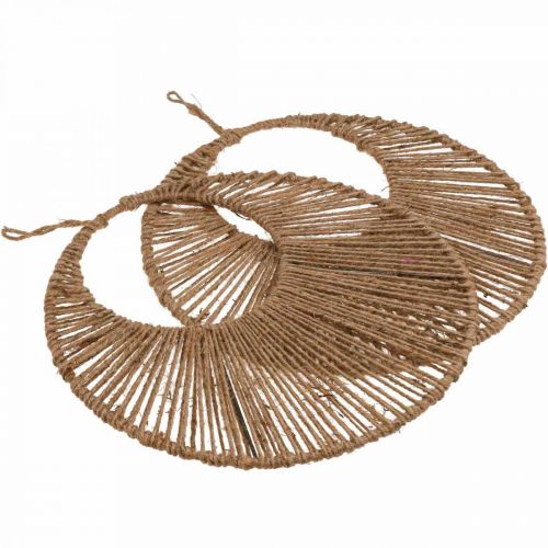 Artikel Vægdekoration boho stil, dekorativt ring jutebånd Ø38,5cm 2stk