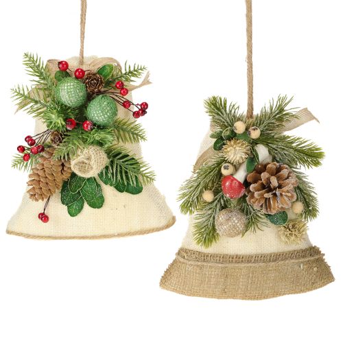Floristik24 Vægdekoration juleklokke jute assorteret H20cm 2 stk.