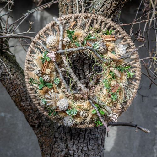 Floristik24 Vægdekoration Boho stil, dekorativt jutebånd Ø38cm
