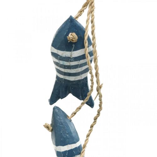 Artikel Maritim deco bøjle træfisk til at hænge lille mørkeblå L31cm
