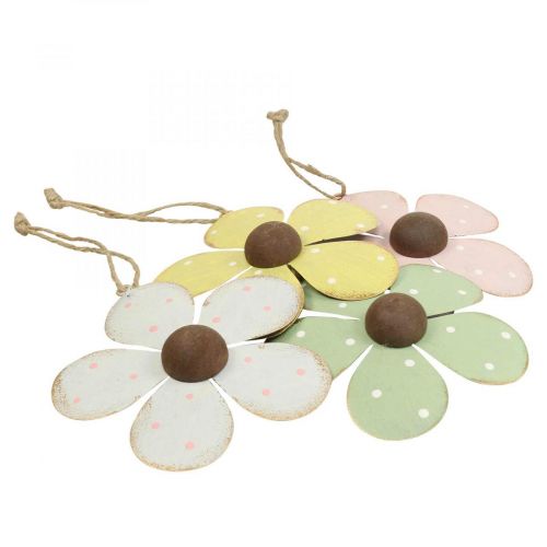 Floristik24 Vægdekoration metal blomsterdør dekoration hvid pink grøn gul 10cm 4stk