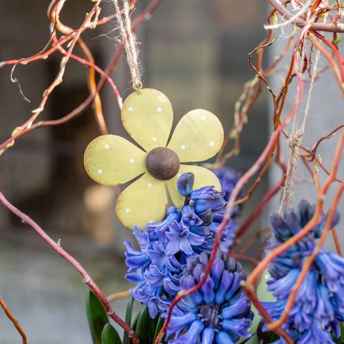 Floristik24 Vægdekoration metal blomsterdør dekoration hvid pink grøn gul 10cm 4stk