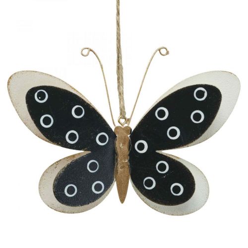 Floristik24 Wall Art Butterfly Deco Sort Hvidguld Metal 15cm