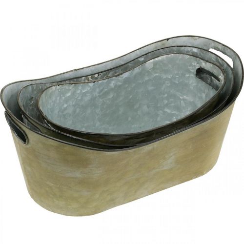 Artikel Sæt med plantekar kobberfarvet/hvid L32,5cm/36,5cm/41,5cm