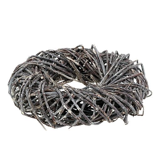 Floristik24 Flettet krans Ø28cm grå, vasket