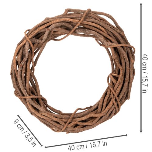 Naturlig pilekrans som hobbykrans til blomsterhandel, 40 cm | Floristik24.dk