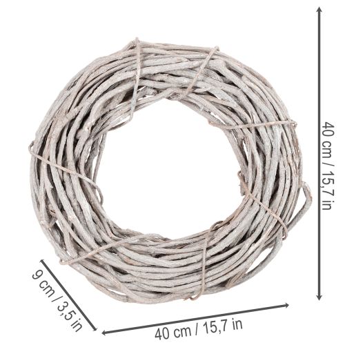 Pilekransdekoration, krans lavet af hvidkalkede grene, 40 cm | Floristik24.dk