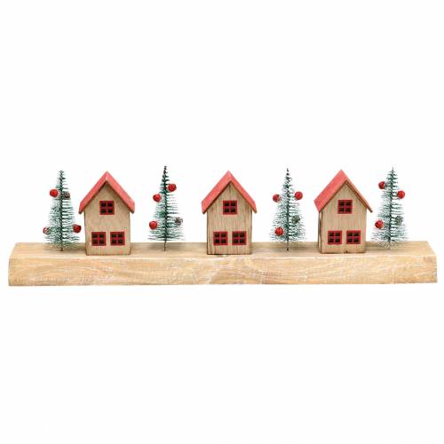 Floristik24 Juleby med LED-belysning natur, rødt træ 40 × 10,5 × 7 cm