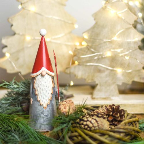 Floristik24 Julenisse med stjerne 18cm rød, grå metal 2stk