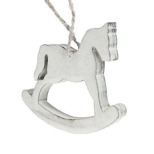 Floristik24 Julepynt gyngehest hvidvasket 12cm 6stk